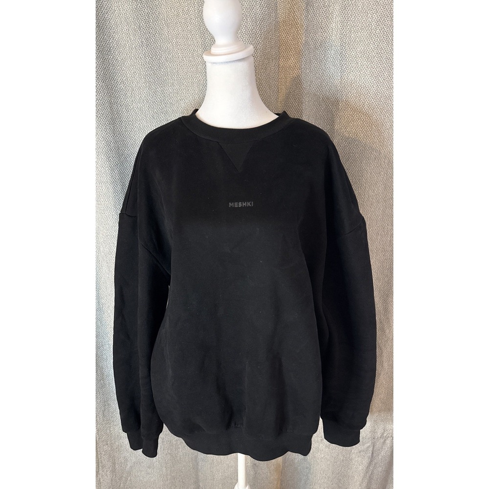 Meshki UK Crewneck Women's Size Large Black Oversized Sweatshirt Designer City